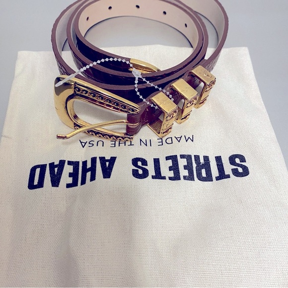 NWOT Streets Ahead The Fay Belt In Cognac & Gold Hardware - Size M - Picture 4 of 12
